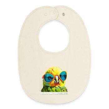 Je connais tous tes secrets Funny Budgie - Bavoir bébé bio - écru doux - Devant