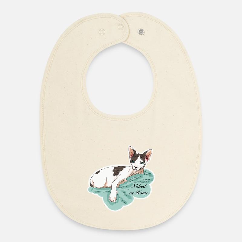Sphynx nu à la maison - Bavoir bébé bio - écru doux