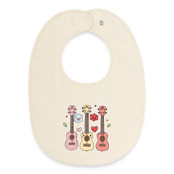 Ukulele Cartoon-Stil - Baby Organic Lätzchen - Natur - Vorne