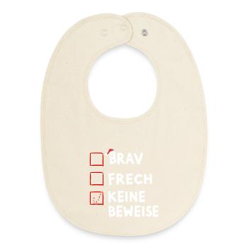 Christmas Good Naughty No Evidence Santa - Baby Organic Bib - soft Ecru - Front