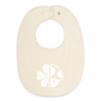Symbole porte-bonheur : moitié trèfle, moitié champignon – - Bavoir bébé bio - écru doux - Devant