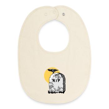 Grabstein mit Krähe - Baby Organic Lätzchen - Natur - Vorne