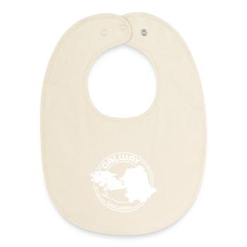 Galway Ireland Map | County Outline Stamp - Baby Organic Bib - soft Ecru - Front