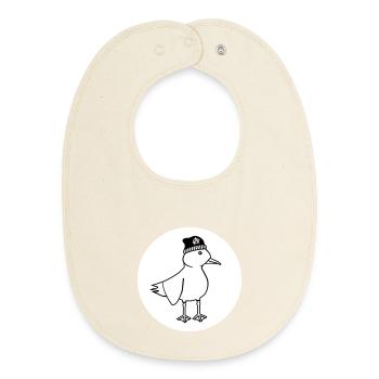 Möwe Anarchie – Freche maritim Hipster Küstenkunst - Baby Organic Lätzchen - Natur - Vorne