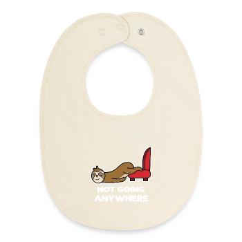 Animal Sloth Tired Lazy Jungle Statement - Baby Organic Bib - soft Ecru - Front