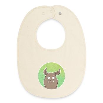 Sanglier - Bavoir bébé bio - écru doux - Devant