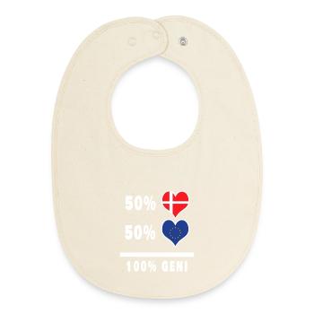 Europe et Danemark 100% drapeau de génie - Bavoir bébé bio - écru doux - Devant