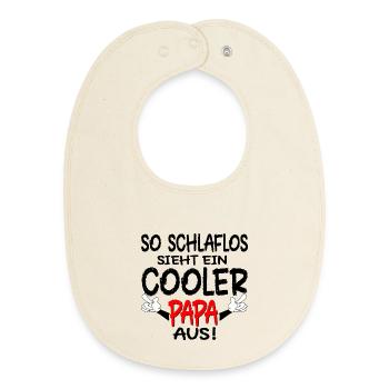 VATERTAG - SCHLAFLOSER PAPA SPRÜCHE - SCHLAFEN - Baby Organic Lätzchen - Natur - Vorne