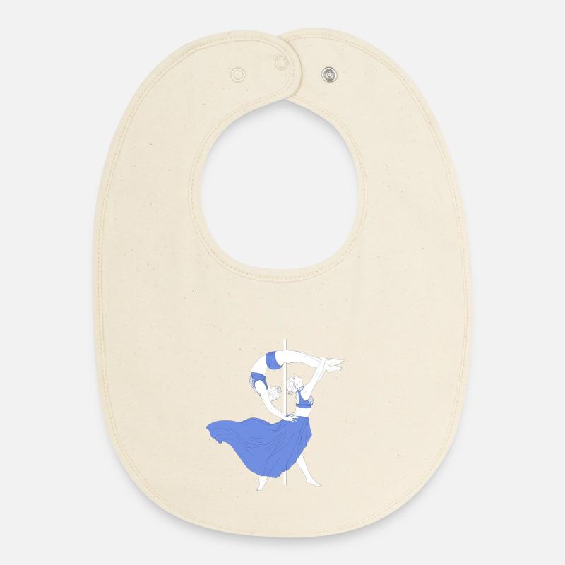 Pole Dance Blue Impression - Baby Organic Bib - soft Ecru