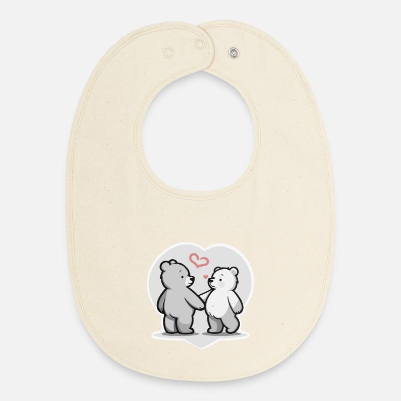 Ours Coeur Dans L’Amour Amour - Bavoir bébé bio - écru doux