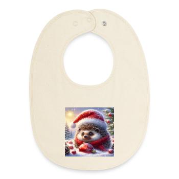 Hérisson de Noël - Bavoir bébé bio - écru doux - Devant