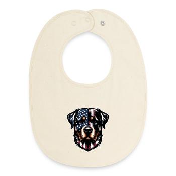 Rottweiler USA dog design - Baby Organic Bib - soft Ecru - Front