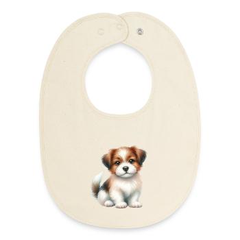 Cute dog - Baby Organic Bib - soft Ecru - Front