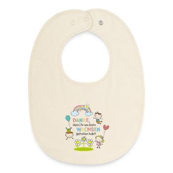 Dire adieu | Enfants - Arc-en-ciel - Fleurs - Bavoir bébé bio - écru doux - Devant