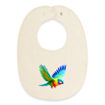 Regenbogensittich (03) - Baby Organic Lätzchen - Natur - Vorne