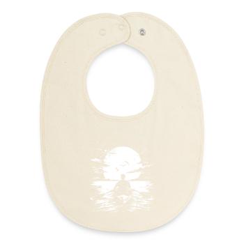 Rower Drawing - Baby Organic Bib - soft Ecru - Front
