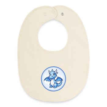 Drache Blau Kawaii Cartoon Figur Clipart Haustier - Baby Organic Lätzchen - Natur - Vorne