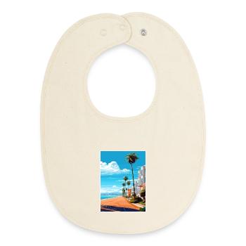 Agadir Maroc Voyage Affiche Souvenir Peinture WPA - Bavoir bébé bio - écru doux - Devant