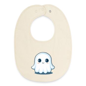 Cute Ghost - Baby Organic Bib - soft Ecru - Front