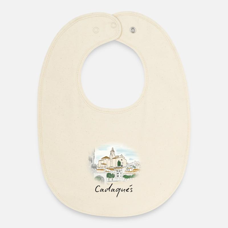 Cadaqués Aquarelle - Bavoir bébé bio - écru doux