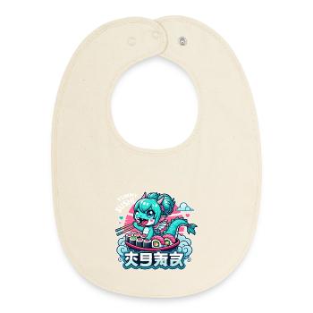 Dragon Maki Sushi Kawaii Gift - Baby Organic Bib - soft Ecru - Front