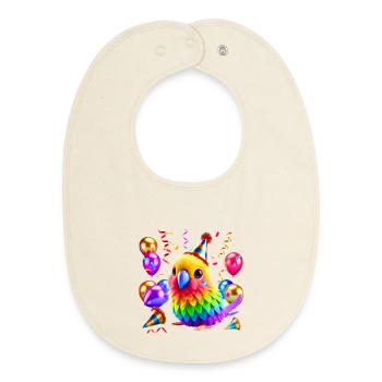Colorful Party Parrot - Baby Organic Bib - soft Ecru - Front