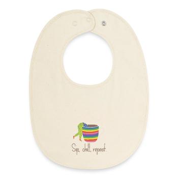 Sip, chill, repead - Regenbogen-Kaffee-Liebhaber - Baby Organic Lätzchen - Natur - Vorne