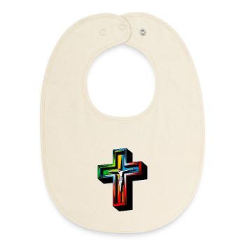Jésus sur la croix - Bavoir bébé bio - écru doux - Devant
