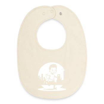 Garçon marathonien - Bavoir bébé bio - écru doux - Devant