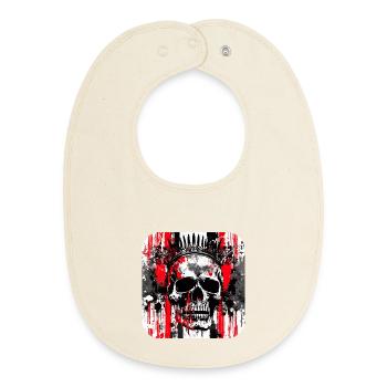 Crown Head Graffiti Skull - Baby Organic Bib - soft Ecru - Front