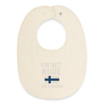 Finnish flag. Not rude - Baby Organic Bib - soft Ecru - Front