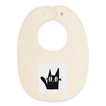 Mimi the Black Cat - Baby Organic Bib - soft Ecru - Front