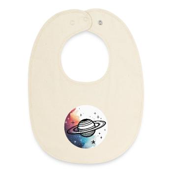 Minimalist Planet – Simple Space Design - Baby Organic Bib - soft Ecru - Front