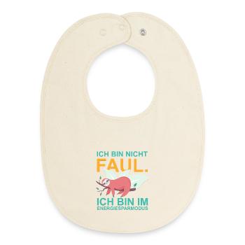 Sloth Power Saving Mode – Funny Quote - Baby Organic Bib - soft Ecru - Front