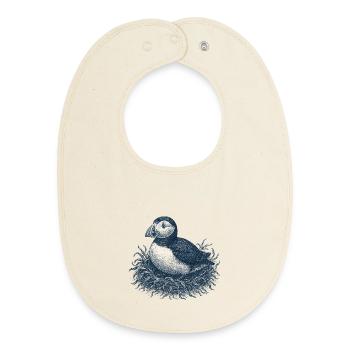 Detaillierte Papageientaucher-Nest-Illustration - Baby Organic Lätzchen - Natur - Vorne