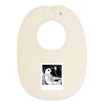 Space pigeon in the astronaut cosmos - Baby Organic Bib - soft Ecru - Front
