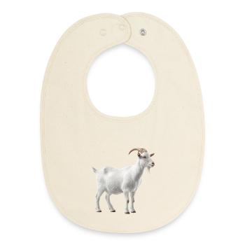 White Mountain Goat Portrait - Baby Organic Bib - soft Ecru - Front