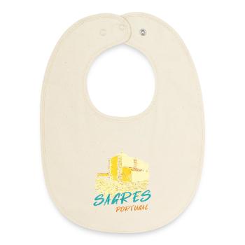 Sagres Algarve Chapel illustration - Baby Organic Bib - soft Ecru - Front