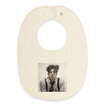 Dreamy Spectacle Wearer Portrait - Baby Organic Bib - soft Ecru - Front