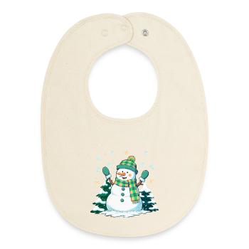 Fröhlicher Schneemann im Winterwald - Baby Organic Lätzchen - Natur - Vorne