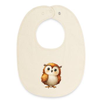 Illustriertes Eulenkind – niedliche und farbenfrohe Zeichnung - Baby Organic Lätzchen - Natur - Vorne
