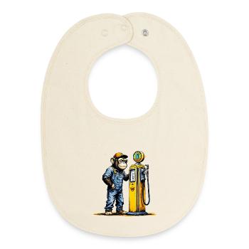 Monkey Vintage Pump-Kunst - Baby Organic Lätzchen - Natur - Vorne