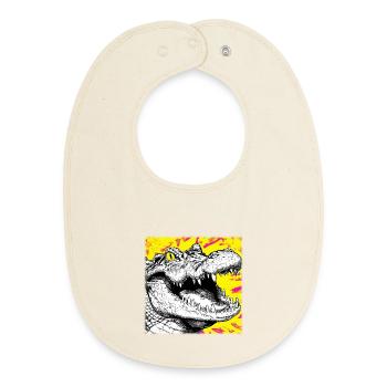Krokodil Sketch – Urban Graffiti Style Design - Baby Organic Lätzchen - Natur - Vorne