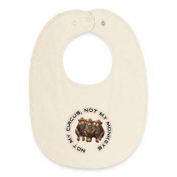 Not My Monkey Trio - Baby Organic Bib - soft Ecru - Front