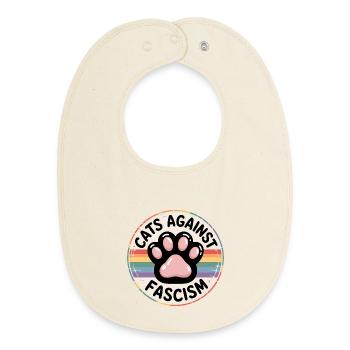 Cats against Racism- Antifascist Merch - Baby Organic Bib - soft Ecru - Front