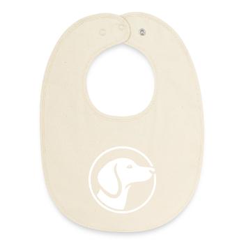 Dachshund Logo – Minimalist Dog Emblem - Baby Organic Bib - soft Ecru - Front