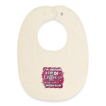 Coffee & Activity: Cute Coffee Sign - Baby Organic Bib - soft Ecru - Front