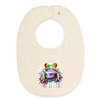 Graffiti-Frosch Pop Art Druck - Baby Organic Lätzchen - Natur - Vorne