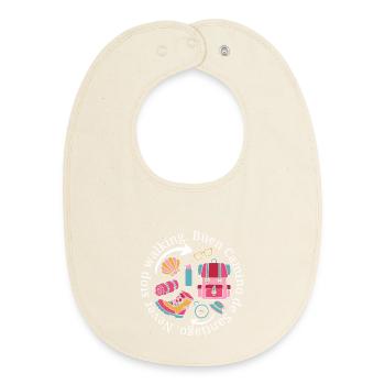 Buen Camino Never Stop Walking in Pastellrosa - Baby Organic Lätzchen - Natur - Vorne