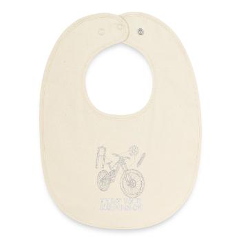 Downhill MTB Exploded Drawing – Suspension Art - Baby Organic Bib - soft Ecru - Front